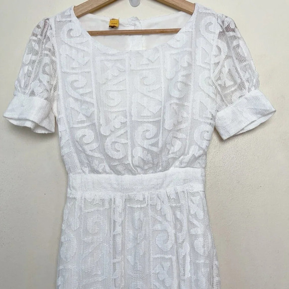 Farm Rio Womens P White Maxi Short Sleeve Lace Open Back Dress - Picture 2 of 13